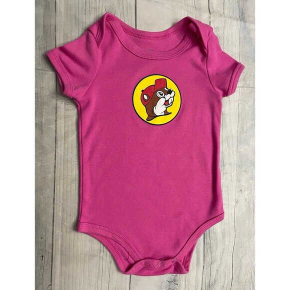 Pink Buc-ee’s Beaver Baby Girl Onesie Bodysuit Clothes Outfit, Size 6 months - Picture 1 of 4